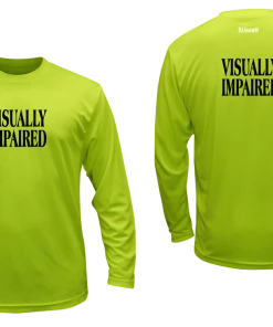 RUSEEN Reflective Apparel LLC Blind / Visually Impaired Collection Unisex VISUALLY IMPAIRED Long Sleeve Shirt - Reflective Or Black Text