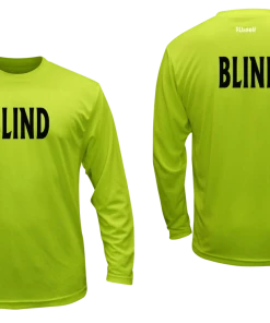 RUSEEN Reflective Apparel LLC Unisex BLIND Long Sleeve Shirt - Reflective Or Black Text Blind / Visually Impaired Collection