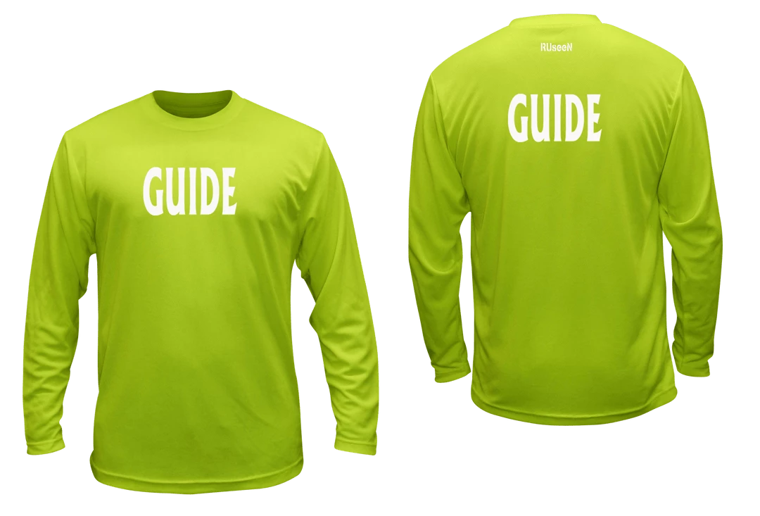 RUSEEN Reflective Apparel LLC Unisex GUIDE Long Sleeve Shirt - Reflective Or Black Text Guide Collection