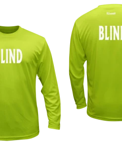 RUSEEN Reflective Apparel LLC Unisex BLIND Long Sleeve Shirt - Reflective Or Black Text Blind / Visually Impaired Collection
