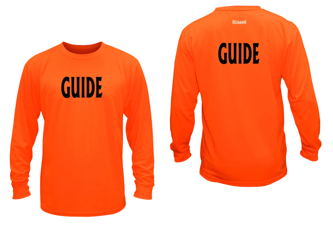RUSEEN Reflective Apparel LLC Unisex GUIDE Long Sleeve Shirt - Reflective Or Black Text Guide Collection