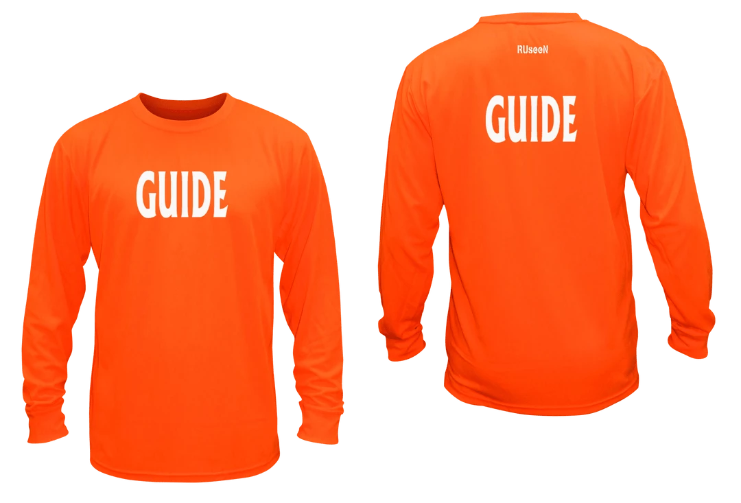 RUSEEN Reflective Apparel LLC Unisex GUIDE Long Sleeve Shirt - Reflective Or Black Text Guide Collection