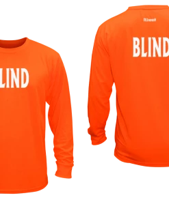 RUSEEN Reflective Apparel LLC Unisex BLIND Long Sleeve Shirt - Reflective Or Black Text Blind / Visually Impaired Collection
