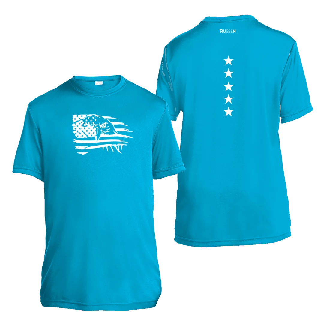 RUseeN Reflective Apparel Kids Reflective Short Sleeve Shirt - Eagle Flag