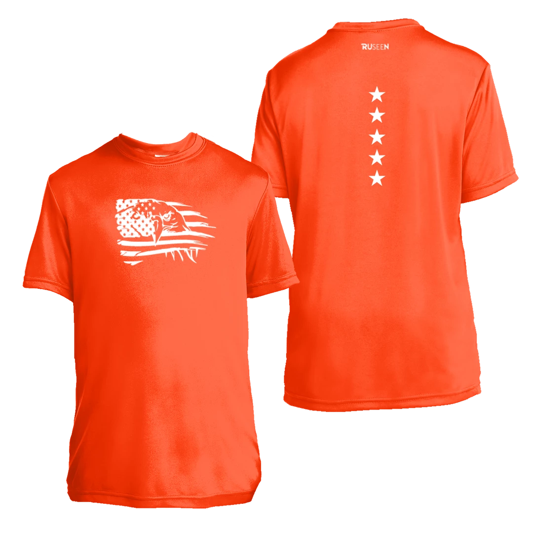 RUseeN Reflective Apparel Kids Reflective Short Sleeve Shirt - Eagle Flag