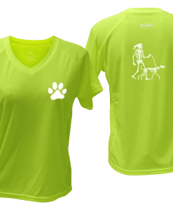 RUseeN Reflective Apparel Women's Reflective Short Sleeve Shirt - Skeleton Walking Skeleton Dog