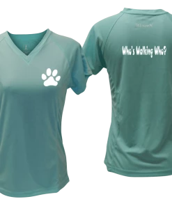 RUseeN Reflective Apparel Women's Short Sleeve Women's Reflective Short Sleeve Shirt - Who's Walking Who?