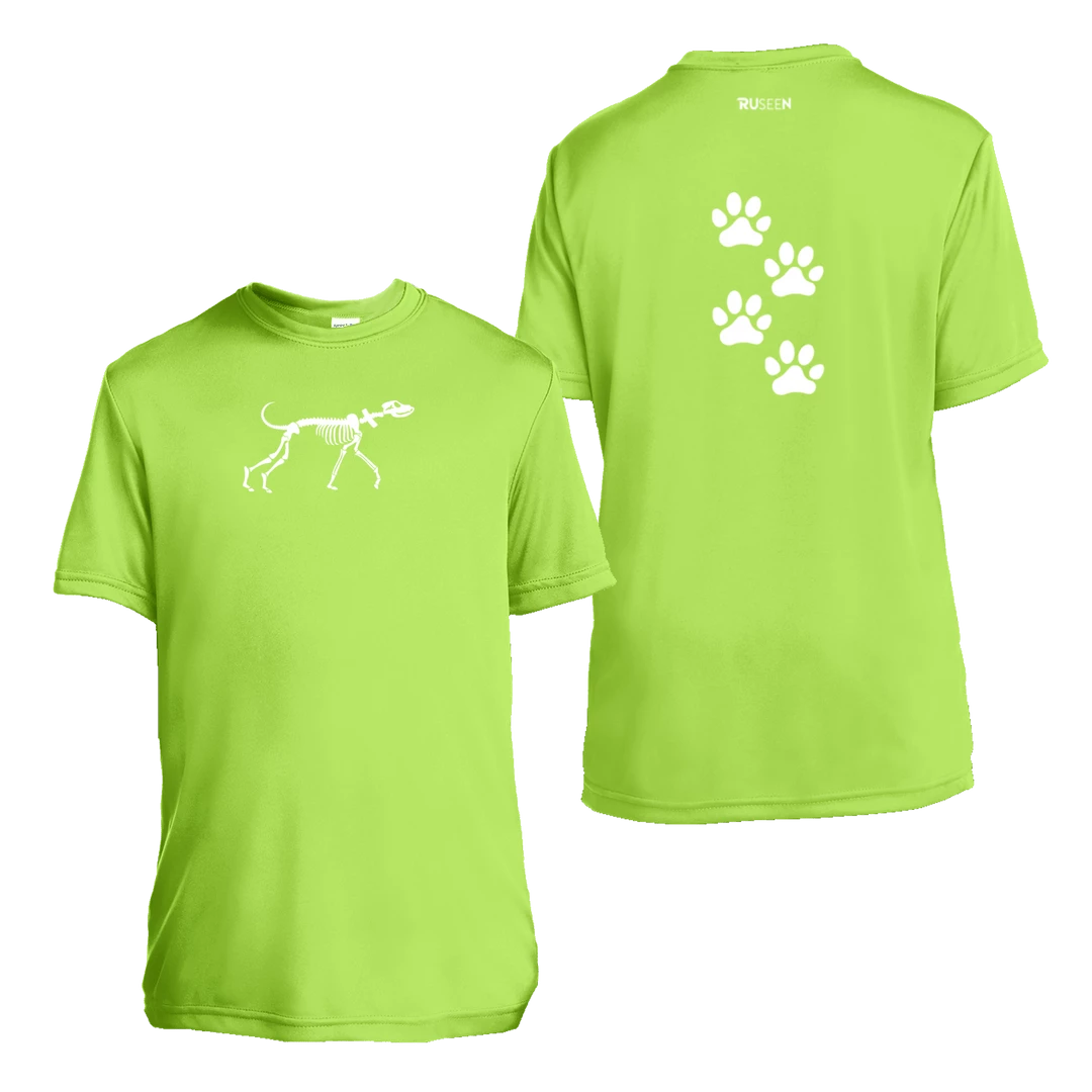 RUseeN Reflective Apparel Kids Reflective Short Sleeve Shirt - Paw Prints