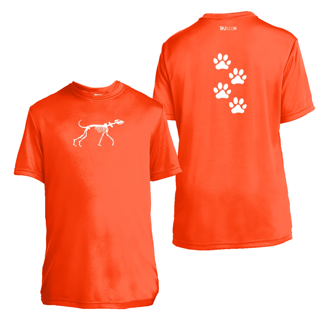 RUseeN Reflective Apparel Kids Reflective Short Sleeve Shirt - Paw Prints
