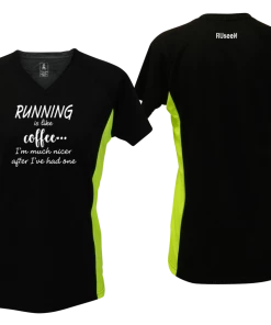 RUseeN Reflective Apparel Women's Reflective Short Sleeve Shirt - Running Is Like Coffee