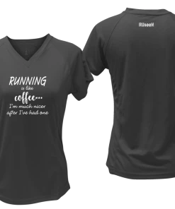 RUseeN Reflective Apparel Women's Reflective Short Sleeve Shirt - Running Is Like Coffee
