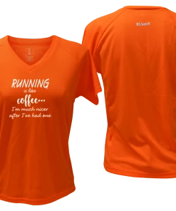 RUseeN Reflective Apparel Women's Reflective Short Sleeve Shirt - Running Is Like Coffee