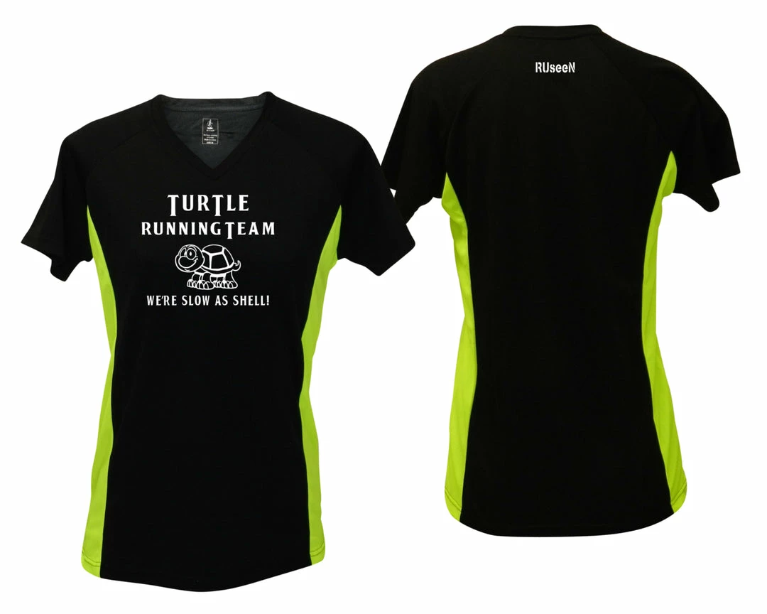 RUseeN Reflective Apparel Women's Reflective Short Sleeve Shirt - Turtle Running Team