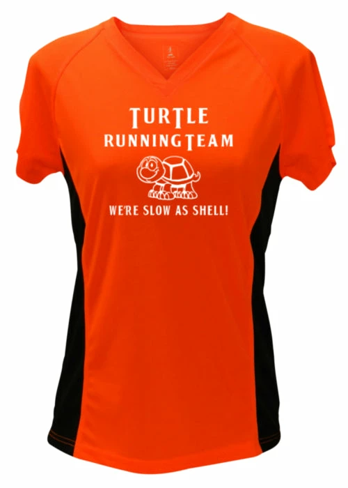 RUseeN Reflective Apparel Women's Reflective Short Sleeve Shirt - Turtle Running Team