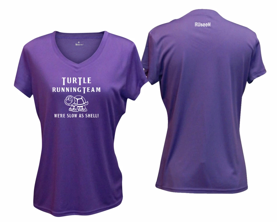 RUseeN Reflective Apparel Women's Reflective Short Sleeve Shirt - Turtle Running Team