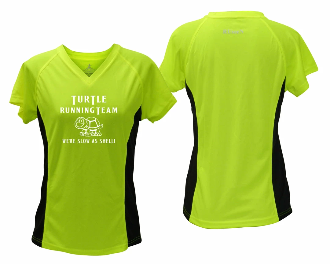 RUseeN Reflective Apparel Women's Reflective Short Sleeve Shirt - Turtle Running Team