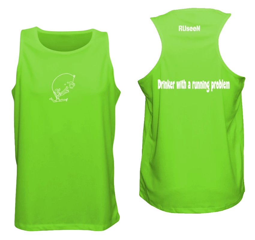 RUseeN Reflective Apparel Men's Tank Tops Men's Reflective Tank Top- Drinker With A Running Problem