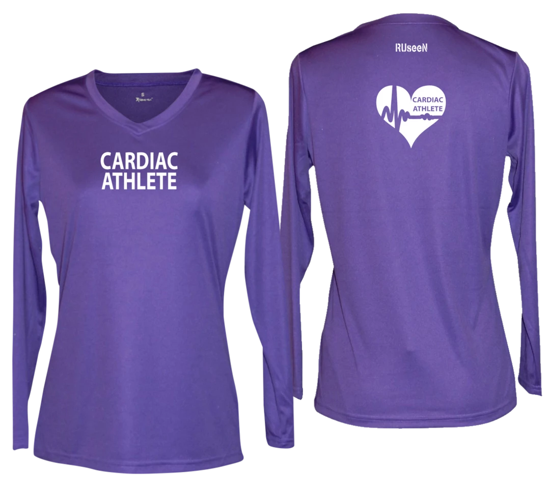 RUSEEN Reflective Apparel LLC Women's Cardiac Athlete Long Sleeve Shirt Design 2 - Reflective Or Black Text