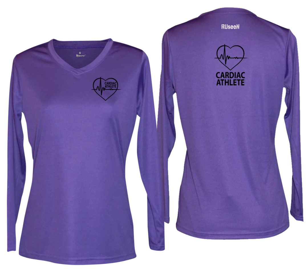 RUSEEN Reflective Apparel LLC Women's Cardiac Athlete Long Sleeve Shirt - Reflective Or Black Text Cardiac Athlete Collection