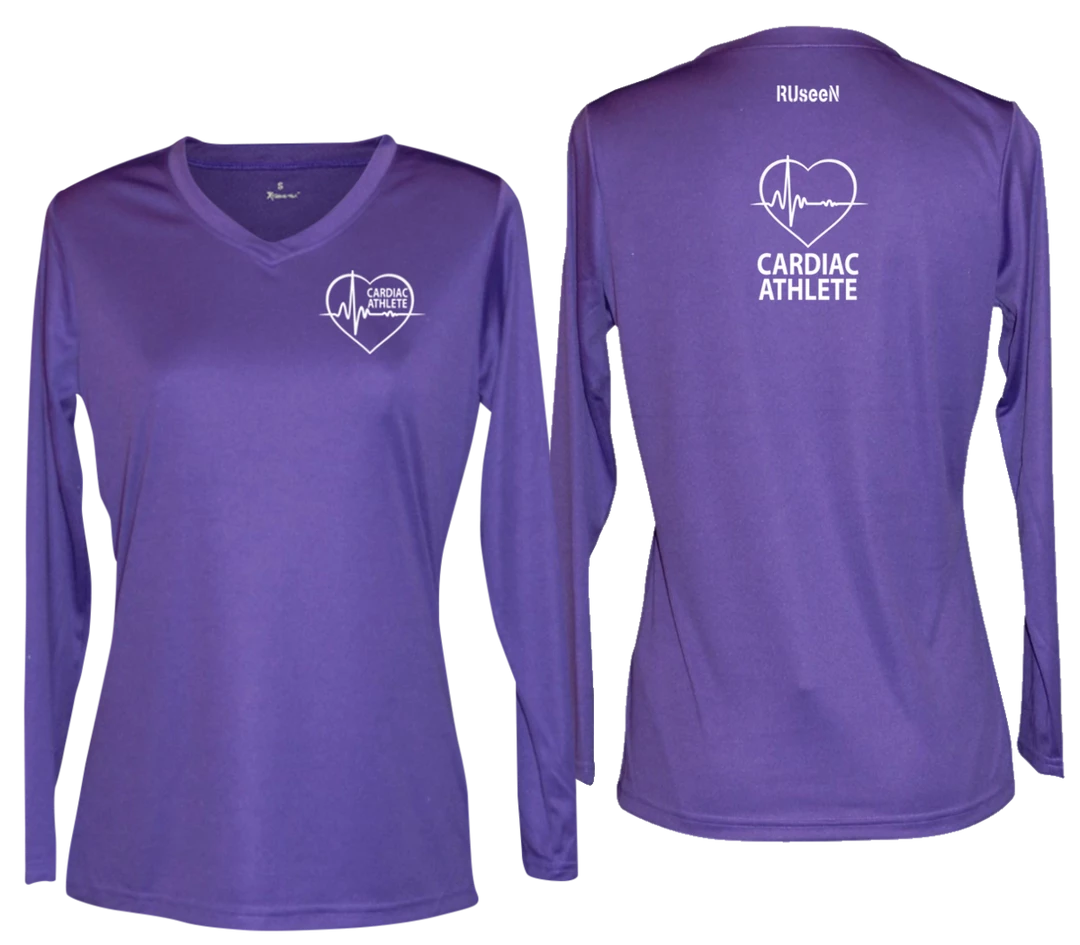 RUSEEN Reflective Apparel LLC Women's Cardiac Athlete Long Sleeve Shirt - Reflective Or Black Text Cardiac Athlete Collection