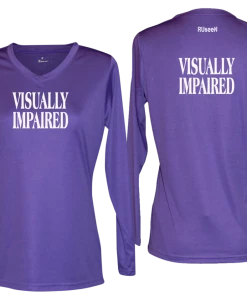 RUSEEN Reflective Apparel LLC Blind / Visually Impaired Collection Women's VISUALLY IMPAIRED Long Sleeve Shirt - Reflective Or Black Text