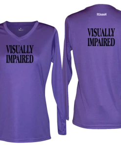RUSEEN Reflective Apparel LLC Blind / Visually Impaired Collection Women's VISUALLY IMPAIRED Long Sleeve Shirt - Reflective Or Black Text