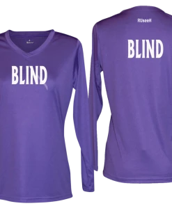 RUSEEN Reflective Apparel LLC Women's BLIND Long Sleeve Shirt - Reflective Or Black Text Blind / Visually Impaired Collection
