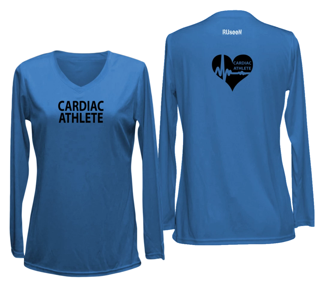 RUSEEN Reflective Apparel LLC Women's Cardiac Athlete Long Sleeve Shirt Design 2 - Reflective Or Black Text