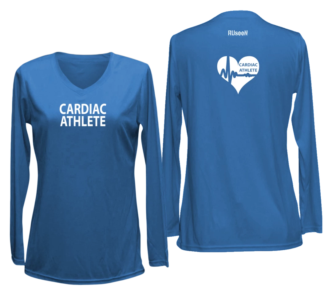 RUSEEN Reflective Apparel LLC Women's Cardiac Athlete Long Sleeve Shirt Design 2 - Reflective Or Black Text