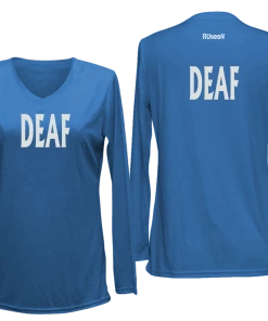 RUSEEN Reflective Apparel LLC Women's DEAF Long Sleeve Shirt - Reflective Or Black Text Deaf / Hearing Impaired Collection