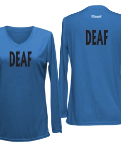 RUSEEN Reflective Apparel LLC Women's DEAF Long Sleeve Shirt - Reflective Or Black Text Deaf / Hearing Impaired Collection