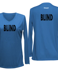 RUSEEN Reflective Apparel LLC Women's BLIND Long Sleeve Shirt - Reflective Or Black Text Blind / Visually Impaired Collection