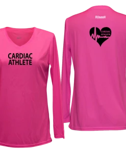RUSEEN Reflective Apparel LLC Women's Cardiac Athlete Long Sleeve Shirt Design 2 - Reflective Or Black Text