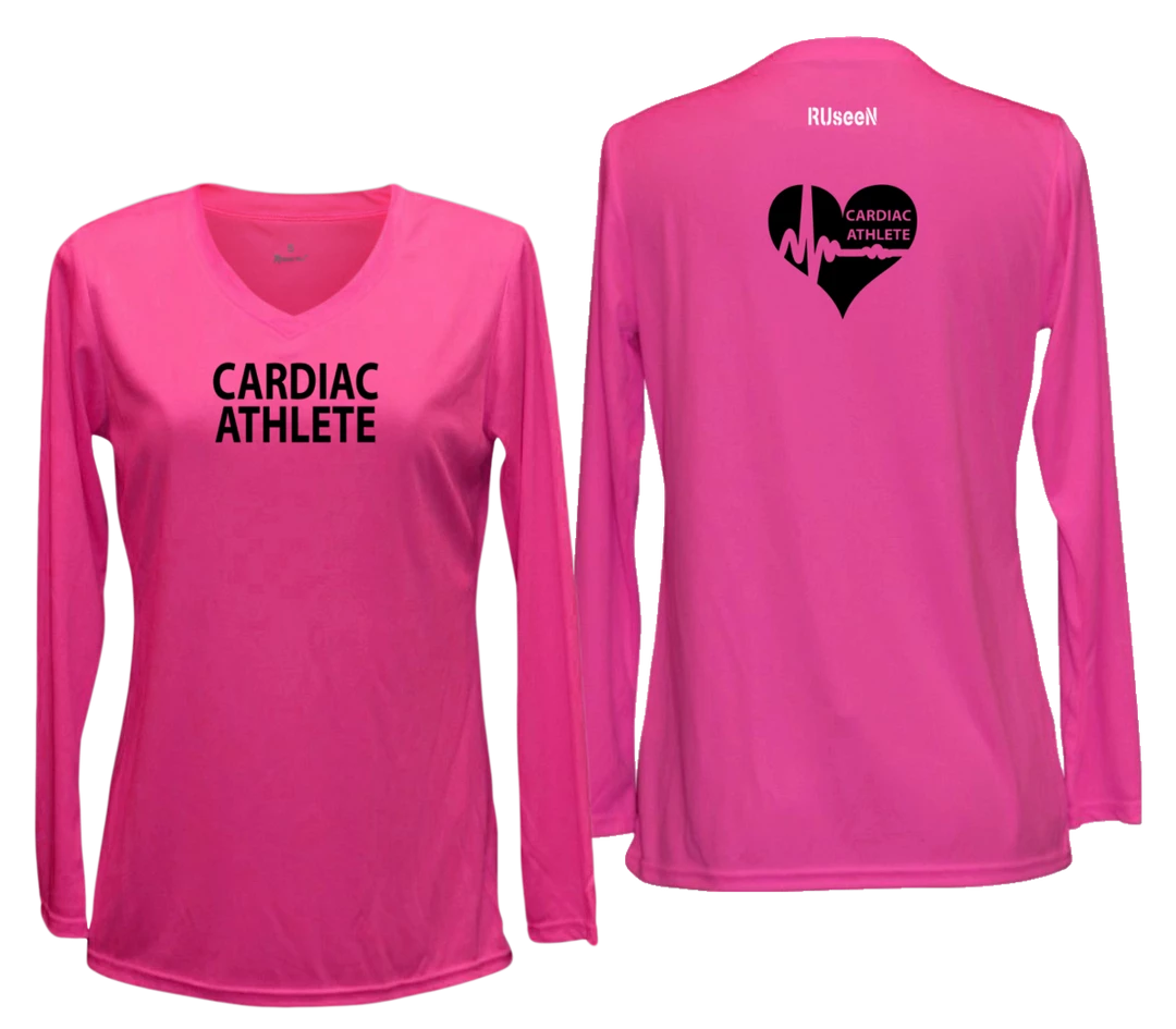 RUSEEN Reflective Apparel LLC Women's Cardiac Athlete Long Sleeve Shirt Design 2 - Reflective Or Black Text
