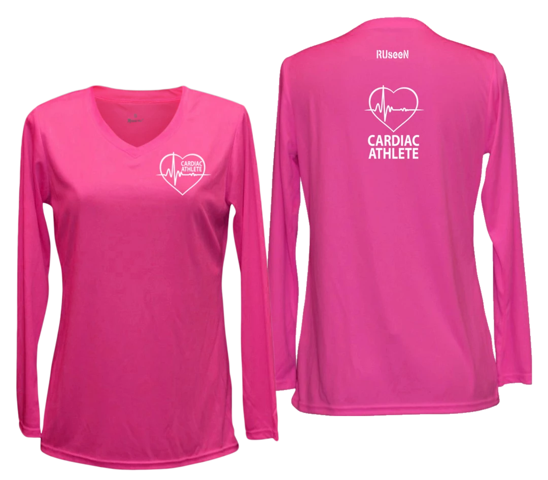 RUSEEN Reflective Apparel LLC Women's Cardiac Athlete Long Sleeve Shirt - Reflective Or Black Text Cardiac Athlete Collection