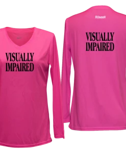 RUSEEN Reflective Apparel LLC Blind / Visually Impaired Collection Women's VISUALLY IMPAIRED Long Sleeve Shirt - Reflective Or Black Text
