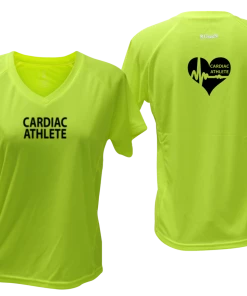RUSEEN Reflective Apparel LLC Cardiac Athlete Collection Women's Cardiac Athlete Short Sleeve Shirt Design 2 - Reflective Or Black Text