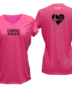 RUSEEN Reflective Apparel LLC Cardiac Athlete Collection Women's Cardiac Athlete Short Sleeve Shirt Design 2 - Reflective Or Black Text