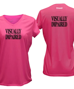 RUSEEN Reflective Apparel LLC Women's VISUALLY IMPAIRED Short Sleeve Shirt - Reflective Or Black Text Blind / Visually Impaired Collection