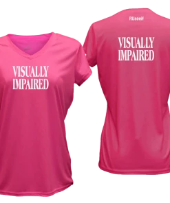 RUSEEN Reflective Apparel LLC Women's VISUALLY IMPAIRED Short Sleeve Shirt - Reflective Or Black Text Blind / Visually Impaired Collection