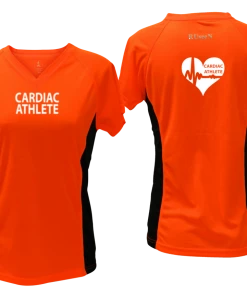 RUSEEN Reflective Apparel LLC Cardiac Athlete Collection Women's Cardiac Athlete Short Sleeve Shirt Design 2 - Reflective Or Black Text