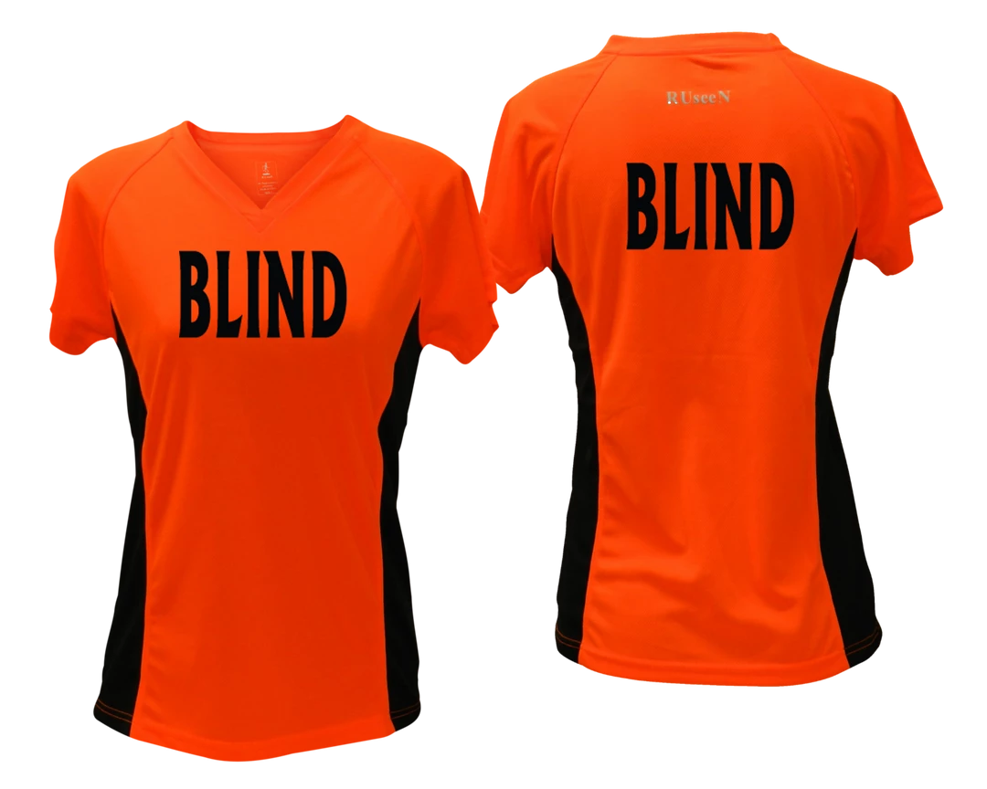 RUSEEN Reflective Apparel LLC Women's BLIND Short Sleeve Shirt - Reflective Or Black Text