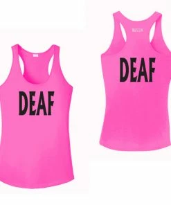 RUSEEN Reflective Apparel LLC Women's DEAF Tank Top - Reflective Or Black Text Deaf / Hearing Impaired Collection