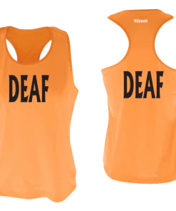 RUSEEN Reflective Apparel LLC Women's DEAF Tank Top - Reflective Or Black Text Deaf / Hearing Impaired Collection