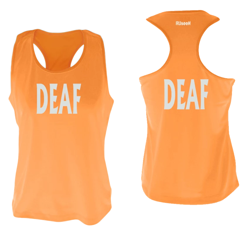 RUSEEN Reflective Apparel LLC Women's DEAF Tank Top - Reflective Or Black Text Deaf / Hearing Impaired Collection
