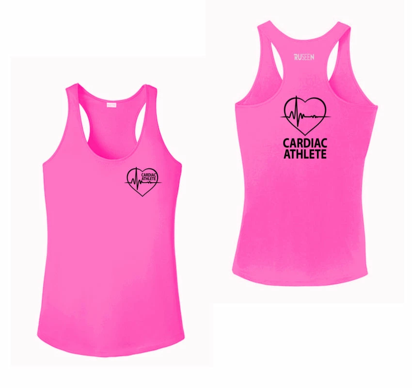 RUSEEN Reflective Apparel LLC Cardiac Athlete Collection Women's Cardiac Athlete Tank Top - Reflective Or Black Text
