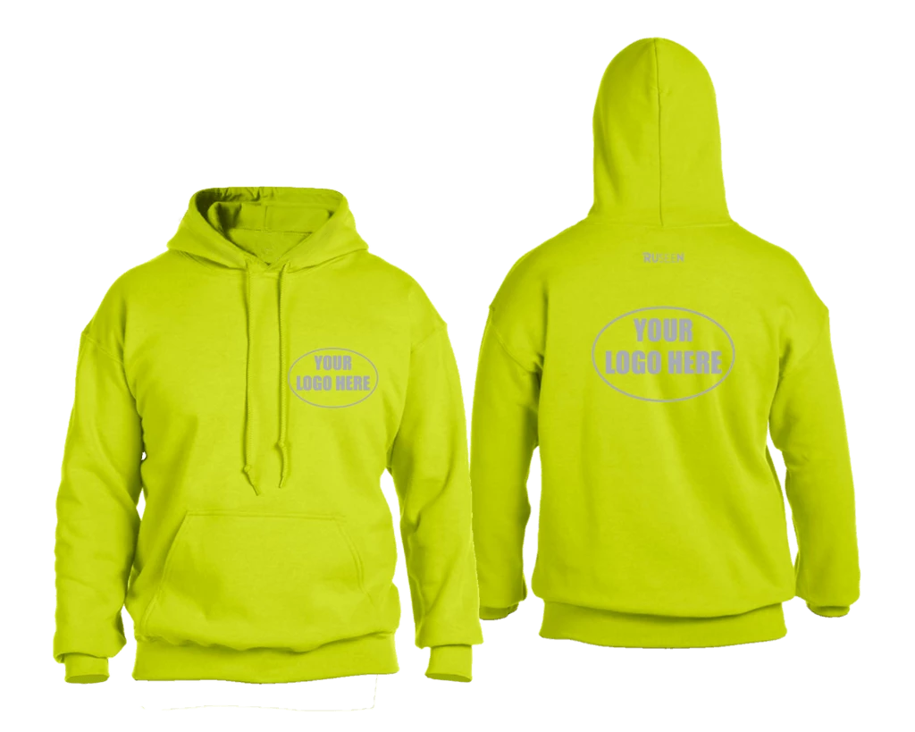 RUseeN Reflective Apparel Sweatshirts & Jackets High Visibility Reflective Hooded Sweatshirt W/ Custom Logo