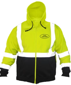 RUseeN Reflective Apparel Class 3 ANSI 2-Tone Zip Reflective Hoodie With Logo