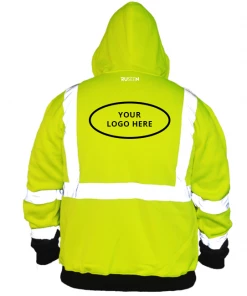 RUseeN Reflective Apparel Class 3 ANSI 2-Tone Zip Reflective Hoodie With Logo