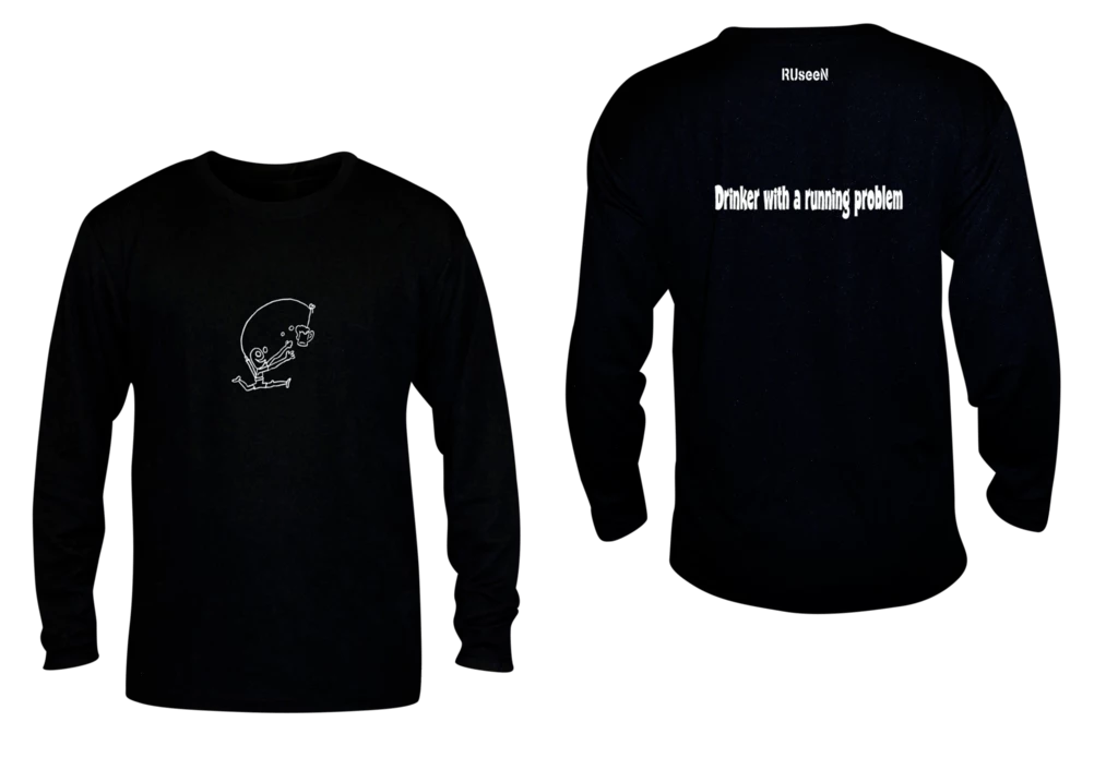 RUseeN Reflective Apparel LLC Unisex Reflective Long Sleeve Shirt - Drinker With A Running Problem